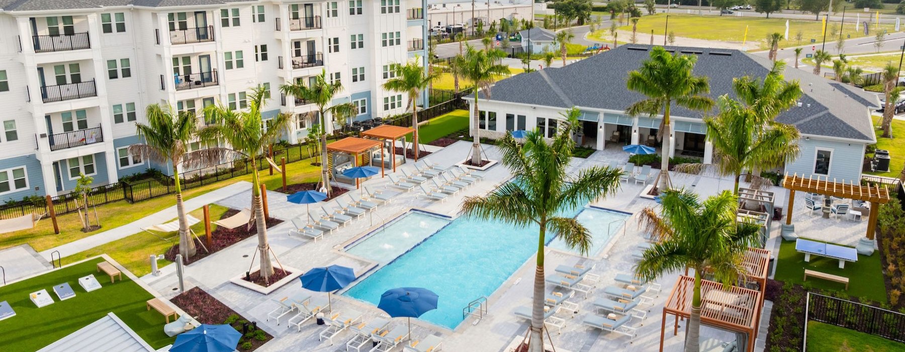 a pool in a resort