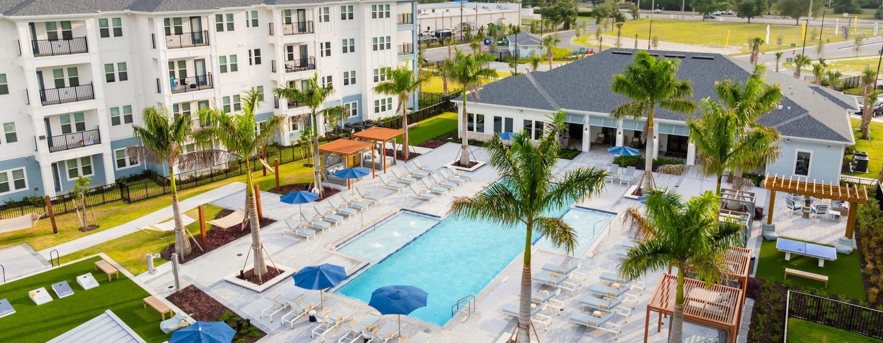 a pool in a resort